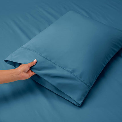 Nestl Full Size,4 Piece Sheet Set,Extra Deep Pocket (18-24 inches/45-61cm), Microfiber, Cooling, Hotel yx, Soft, Breathable, Wrinkle Resistant, Easy To Care, Blue Heaven
