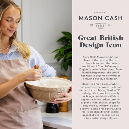 Mason Cash Colour Mix Cream Mixing Bowl | 2 Litre Capacity | 24cm Earthenware Bowl with Classic Pattern Design | Dishwasher Safe | Ideal for Pastry, Cakes, Cookies & Family Baking