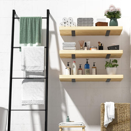 Heavy Duty Shelf Brackets 12 inch (1/5") Thick, 6 Pack Floating Hidden Shelf Brackets, Rustic Industrial Shelf Brackets with Modern Iron Finish