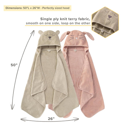 Burt's Bees Baby & Toddler Serviettes à Capuche, Coton Bio, Essentiels de Bain, Serviette Douce pour Enfants