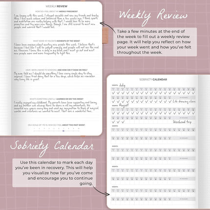 Clever Fox Addiction Recovery Journal, Daily Sobriety Planner A4 Rose Gold