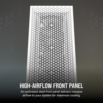 Corsair 3000D AIRFLOW Mid-Tower PC Case – 2x SP120 ELITE Fans – Four-Slot GPU Support – Fits up to 8x 120mm Fans – High-Airflow Design – White