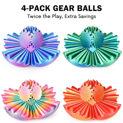 4PCS Gear Ball Fidget Toys Steampunk Gear Sphere 3D Printed Sensory Desk Fidget Stress Relief for Kids Teens Adults Birthday Christmas Gift Stocking Filler Easter Basket Filler (Multicolor)