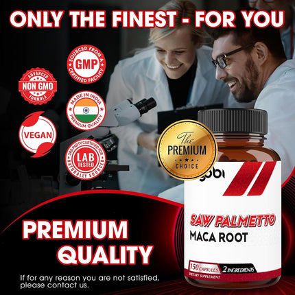 1500mg Saw Palmetto Supplement with Maca Root - 150 Veggie Capsules