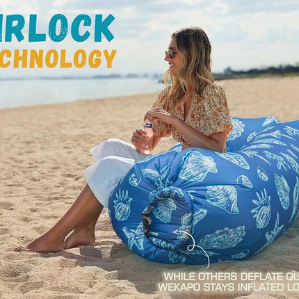 WEKAPO Inflatable Couch Air Lounger Chair - Camping & Beach Accessories, Portable Blow up Sofa for Hiking, Lawn, Indoor/Outdoor Movies & Music Festivals. Lightweight and Easy to Set Up Air Hammock