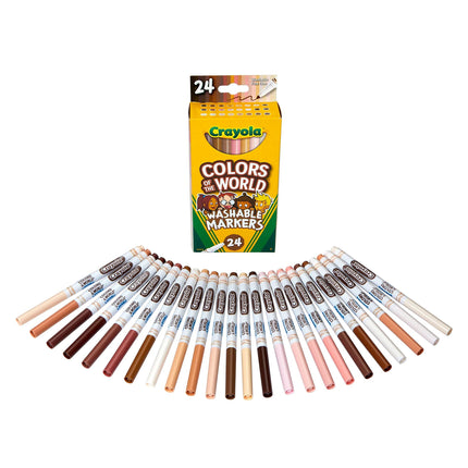 Crayola Colors of The World Markers 24 Count, Fine Line Washable Skin Tone Markers, 24