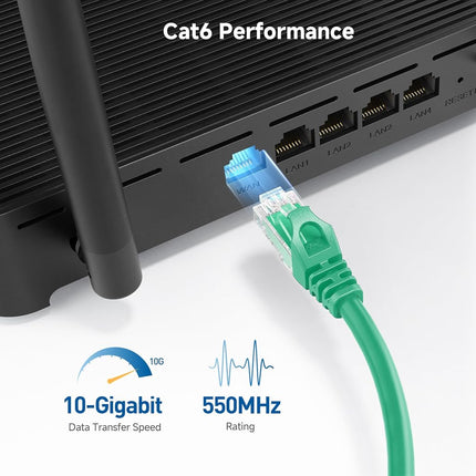 Cable Matters 5-Pack Snagless Cat6 Ethernet Cable (Cat6 Cable/Cat 6 Cable) in Green 10 Feet - Available 1FT - 150FT in Length
