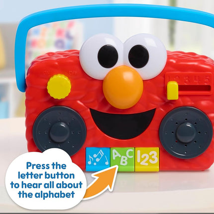 Just Play Sesame Street Elmo Take Along Boombox with Lights and Sounds, Interactive Toy, 14 cm, Learning and Education, Toy for Children from 2 Years