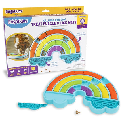 Brightkins Calming Rainbow Treat Puzzle, Outdoor Puzzle Board, Interactive Dog Toys, Dog Birthday, Enrichment Slow Feeder Bowls, Puppy Teething and Chewing, Stimulating Automatic Feeder
