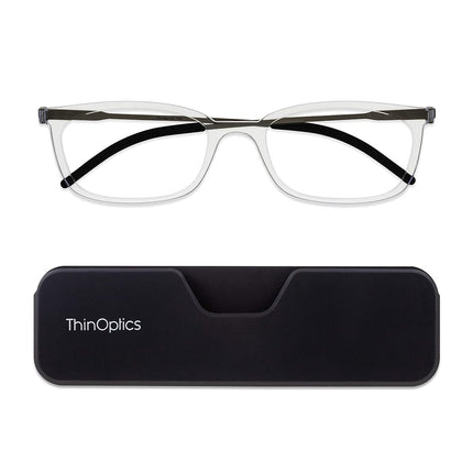 ThinOptics Reading Glasses 1.50, Clear, Case, for 