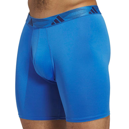 adidas Men's Microfiber Boxer Briefs Underwear (Multipack) Athletic Stretch-Fit, Ray Blue/Onix Grey/Black, L