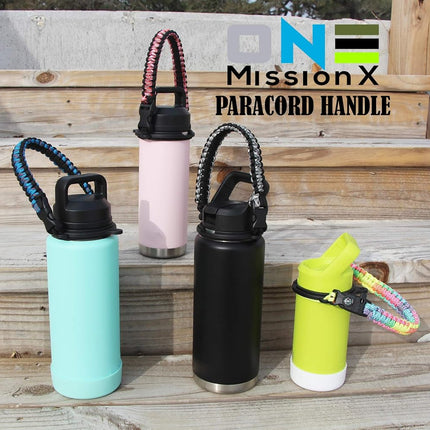 One MissionX Paracord Handle Compatible with Yeti Rambler 36oz 26oz 18oz 12oz 46oz Water Bottles, Durable Carrier Strap - Holder(Forest Camo/Comp+Starter)