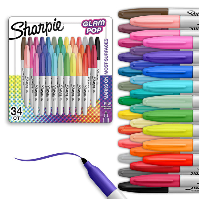 Sharpie Glam Pop Permanent Markers, Fine Tip Marke