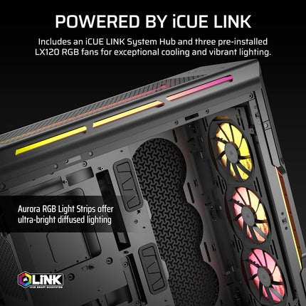 Corsair iCUE LINK 5000T LX Black Tempered Glass ARGB Mid-Tower ATX PC Case