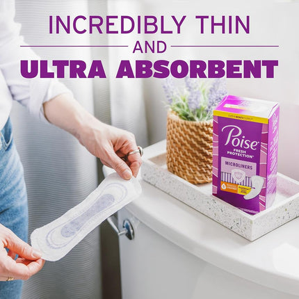Poise Daily microliners, Incontinence Panty Liners for Bladder leaks, 1 Drop lightest Absorbency, Long Length, 152pcs Panty Liners (4 Packs of 38)