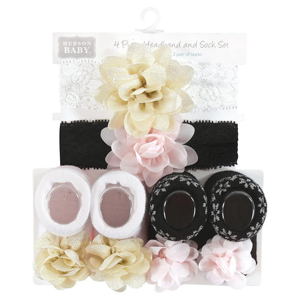 Hudson Baby baby-girls Headband and Socks Set, Lace, 1 Count (Pack of 1)