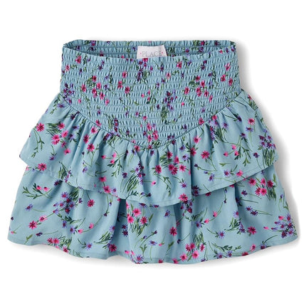 The Children's Place,Girls,Pull On Everyday Skorts, Blue Floral Smocked, X-Large