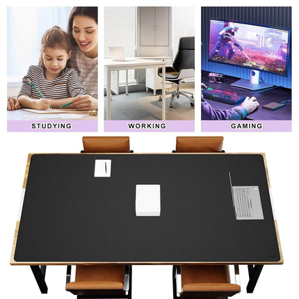 Vyaaa Leather Desk Pad, 200 x 100cm Large Desk Mat, Large Mouse Pad on Top of Desks for Computer, Gaming, Home or Office (Black)