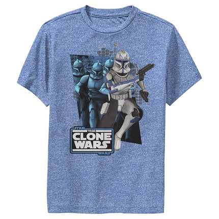 T-shirt de performance pour garçon Rex Trooper Star Wars Clone Wars Fifth Sun, bleu chiné royal, petit