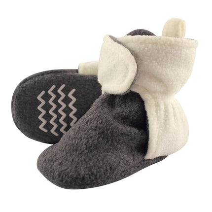 Hudson Baby Unisex-Child Cozy Fleece Booties Winter Accessory Set, Heather Charcoal Cream, 3 Toddler