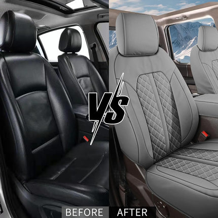 Fundas de asiento Truckiipa de piel de carnero delanteras impermeables de cobertura total para coche, protector de cojín, ajuste personalizado para Dodge Ram 1500 2009-2018, Ram 2500 3500 Crew Mega Cab 2010-2025, par delantero, gris