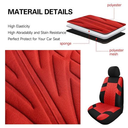 VarCozy Car Seat Covers Front Pair,Universal Cloth Front Seat Covers for Car,Breathable and Washable Seat Covers for SUV, Sedan, Van, Automotive Interior Covers, Airbag Compatible, Black&Red