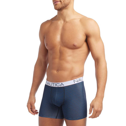 Nautica mens 4 Pack Micro Boxer Briefs, Black/Sharkfin Grey/Bright Red/Stripe, M