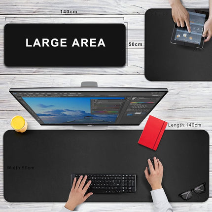 CENNBIE Desk Pads 140x50 cm Extra Large Gaming XXXL Leather Desk Mat for Full Desk Non-Slipped Desk Decor and Desk Protector for Office/Home(Black)