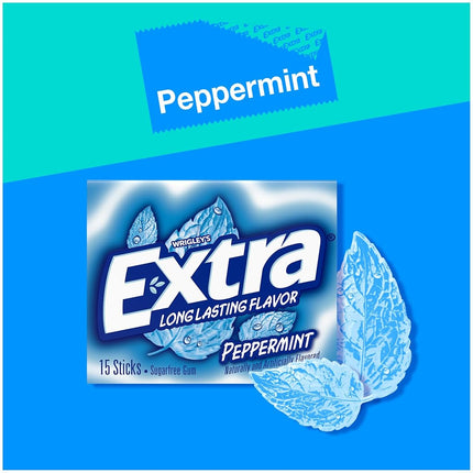 Wrigleys Extra Peppermint Sugarfree Chewing Gum Box Of 10 x 15 Stick Packs