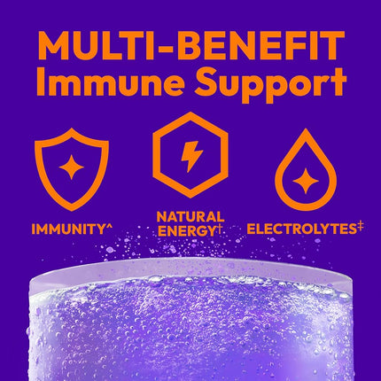 Emergen-C Elderberry Fizzy Drink Mix, Elderberry Immune Support, Natural Flavors, with High Potency Vitamin C, Elderberry, 18 Count