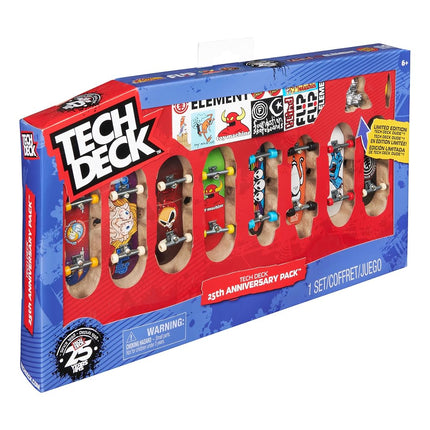 Tech Deck, 25th Anniversary 8-Pack Fingerboards with Exclusive Figure, Collectible and Customisable Mini Skateboards, Kids’ Toys for Ages 6 and up