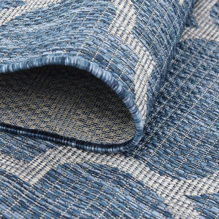 Unique Loom Outdoor Trellis Collection Area Rug - Trellis (Round 3' 3" x 3' 3", Navy Blue/Ivory)