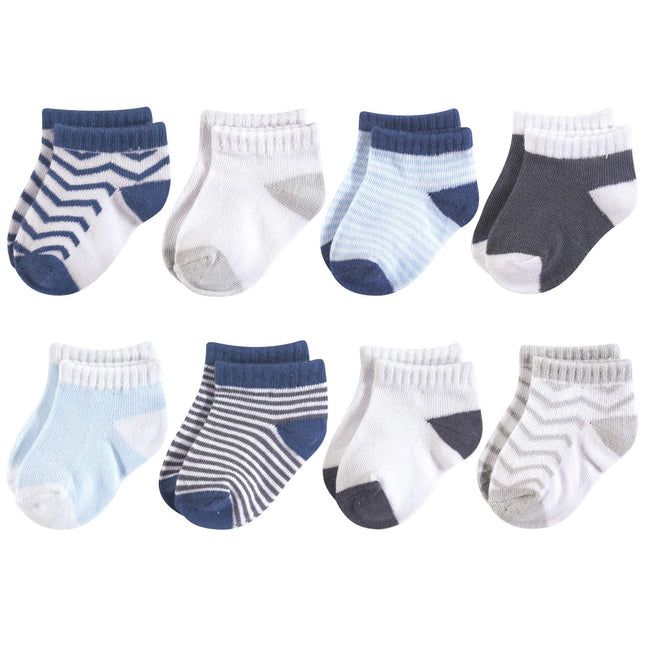 Luvable Friends Baby Basic Socks, Gray Blue Chevro