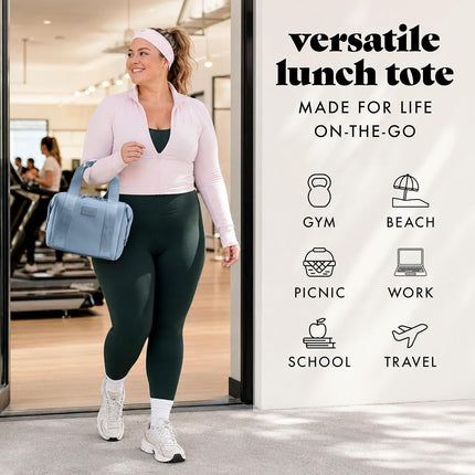 Fit & Fresh Remi Lunch Bag for Women Work – Neoprene Lunch Tote with Containers & Ice Pack, Reusable Meal Prep Lunch Box, Large Capacity, Machine Washable, Slate