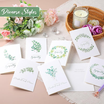 Saypacck 100 Sets Bulk Sympathy Cards with Envelopes and Stickers Condolences Bereavement Greeting Cards to Express Your Condolences(Leaves)