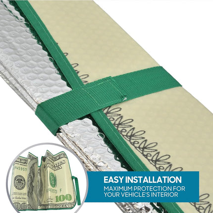 Hundred Dollar Bill Benjamin Franklin Front Windshield Sun Shade - Accordion Folding Auto Sunshade for Car Truck SUV - Blocks UV Rays Sun Visor Protector - Keeps Your Vehicle Cool - 58 x 28 Inch