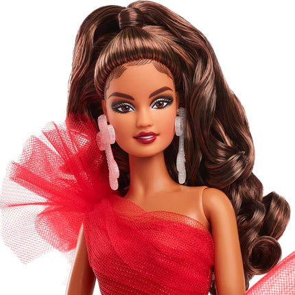 Barbie 2024 Holiday Barbie Dolls, Seasonal Collector Gift, Barbie Signature, Plaid Gown with Red Bow, Displayable Packaging, Light Brown Hair