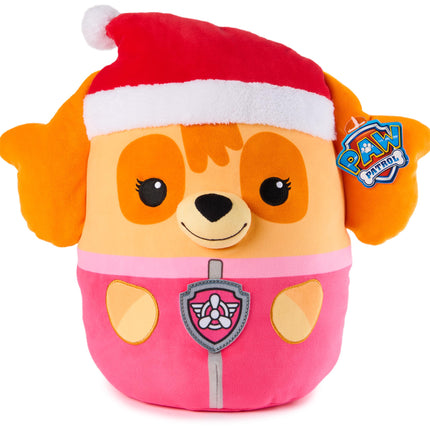 PAW Patrol Winter Holiday Skye Squish Plush, Juguete Oficial de la Famosa Serie Animada, Peluche Blandito Edición Especial para Edades de 1 Año en Adelante, 30 cm