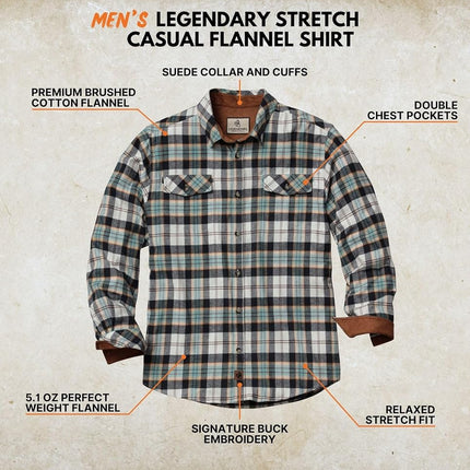 Legendary Whitetails Mens Legendary Flannel Shirt, Blue Heron Plaid, XXXXXL Big