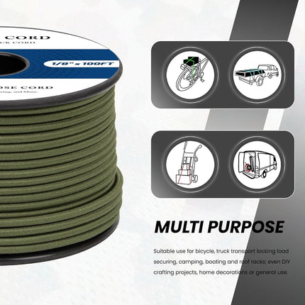 Abma Cord Bungee Cord 1/8in x 50ft Elastic Shock Cord Bungee Rope