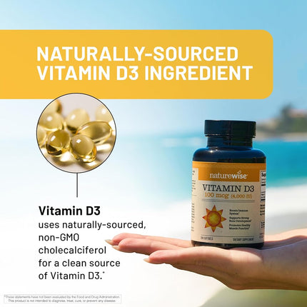 NatureWise Vitamin D3 4,000 IU for Healthy Muscle Function, Bone Health, and Immune Support | Non-GMO and Gluten-Free in Cold-Pressed Organic Olive Oil Capsule [1-Year Supply - 360 Count]