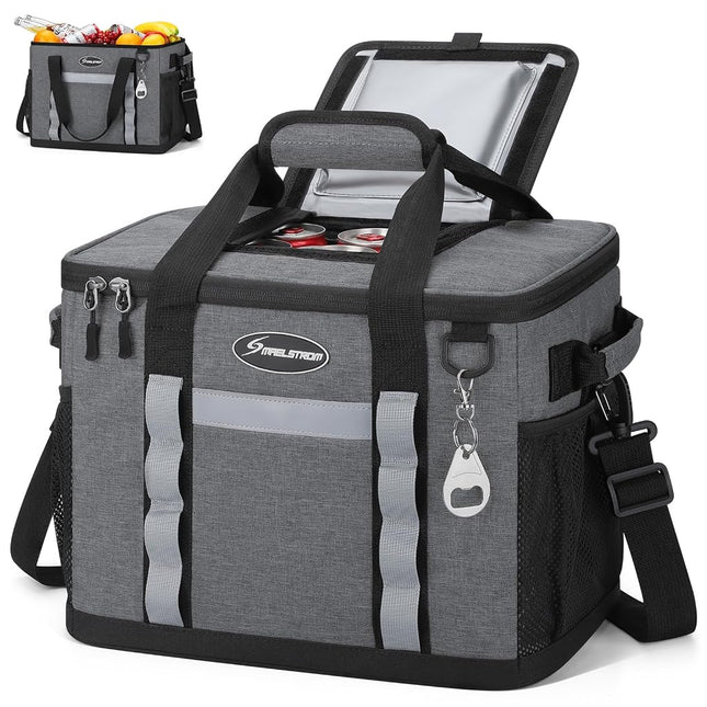 Maelstrom Soft Cooler Bag, Collapsible Leakproof Cooler for 55 Cans � Portable Ice Chest for Camping, Beach, Road Trips & Grocery Shopping, Gray