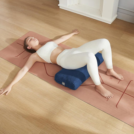 Yoga Bolster Pillow for Meditation, Stretching & Restorative Yoga- – Firm Support Cushion with Washable Cover & Carry Handle – Ideal for Yin, Floor Poses, Breathwork & Relaxation, Navy Blue