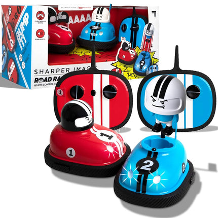 SHARPER Image Road Rage RC Speed Bumper Cars, Mini Remote Controlled Ejector Vehicles, 2 Player Head to Head Battle, Crash into Opponents, 2.4 GHz, Red and Blue, Ages 6 and Up