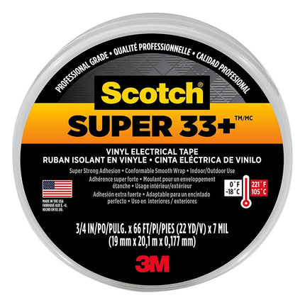 Scotch 6132-BA-10 Super 33+ Vinyl Electrical Tape.75-Inch x 66-Foot, Pack of 10, Black, 10 Roll