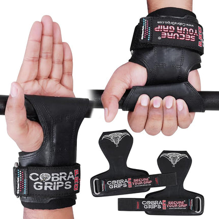 Guantes de levantamiento de pesas Cobra Grips PRO, correas de alta resistencia, alternativa a los ganchos de levantamiento de potencia, para peso muerto con soporte de muñeca acolchado de neopreno ajustable integrado