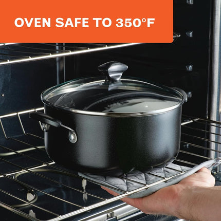 Farberware Cookware Nonstick Stockpot with Lid, 10.5 Quart-Black
