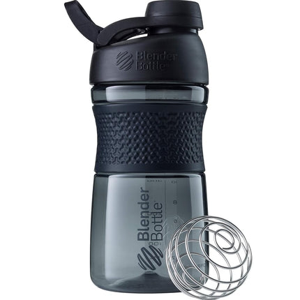 BlenderBottle Sportmixer | Vaso mezclador de proteínas | Vaso mezclador para dieta | Botella de agua | con BlenderBall | 590ml - negro/negro