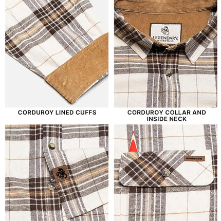 Legendary Whitetails Men's Flannel Shirt Long Sleeve Button Down 100% Cotton, Horned Buck Plaid, XXXXXL Big