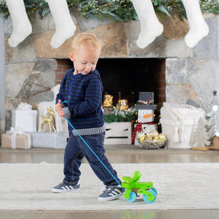 Melissa & Doug First Play Frolicking Frog juguete de arrastre de madera - Juguete de arrastre de pato para el desarrollo para niños pequeños de 1 año en adelante